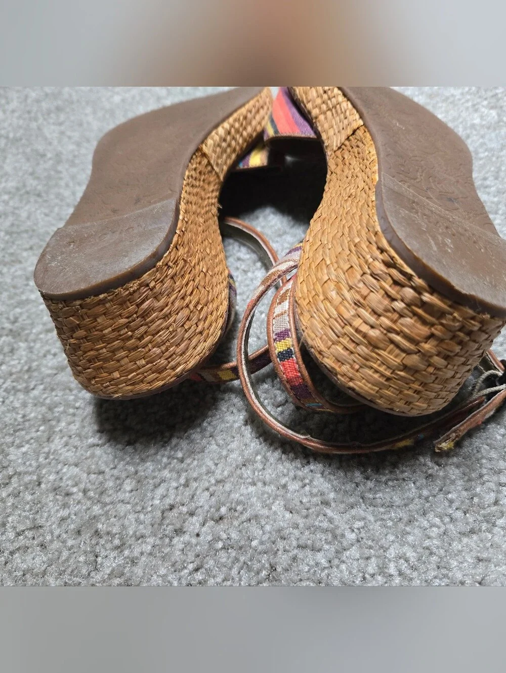 Vtg Y2K Kenneth Cole Reaction JELLYROLL Striped Wedge Sandals 8.5M